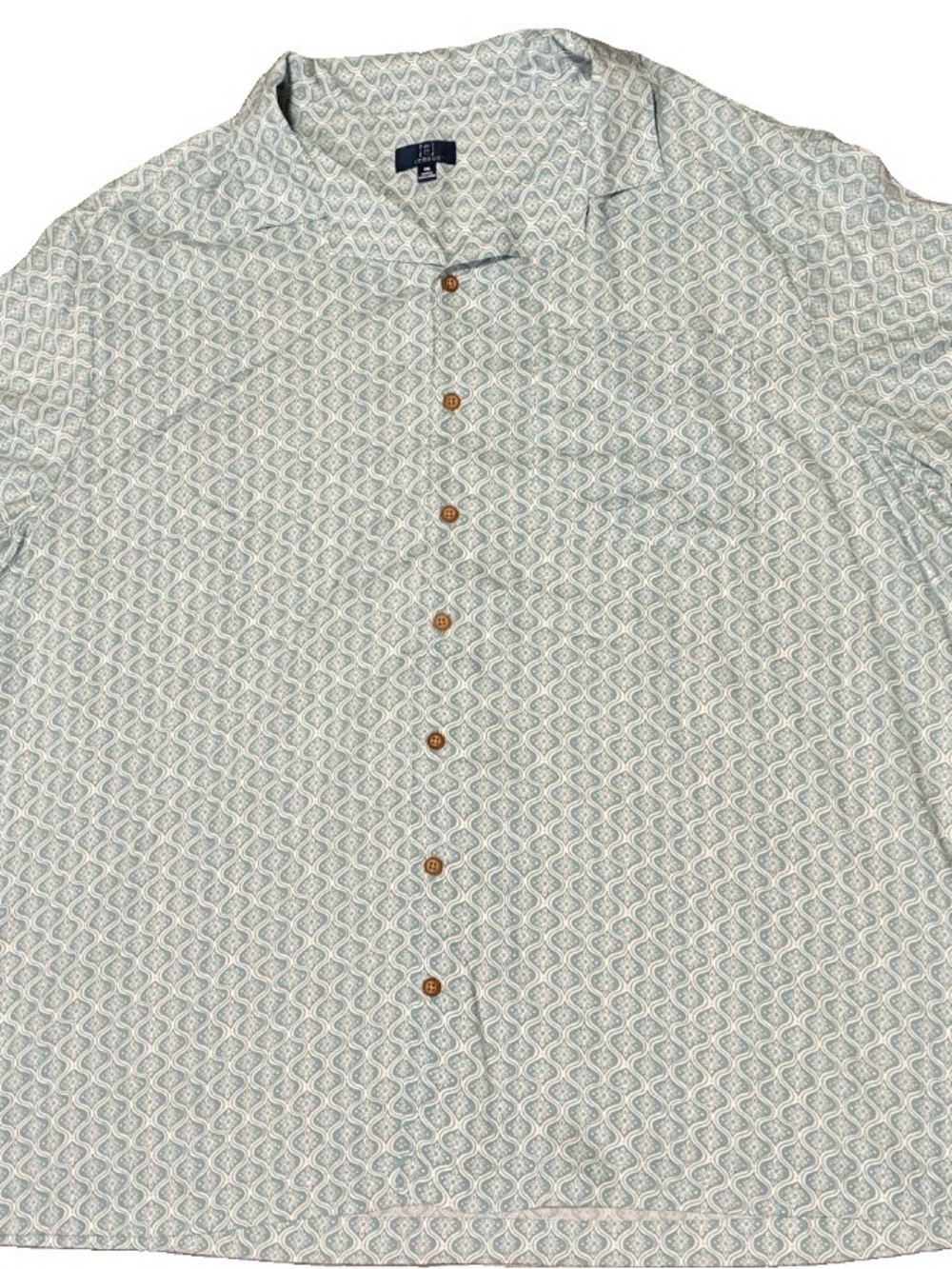 George Light Blue Geometric Short-Sleeve Button-Down Shirt